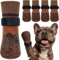 Kuoser Non Slip Dog Socks for Hardwood Floors, Anti-Slip Dog Grippy Socks to Prevent Licking Paws, Double-Sided Traction Dogs Booties Paw Protectors for Small Medium Large Senior Dogs, 4 Pack-Brown M