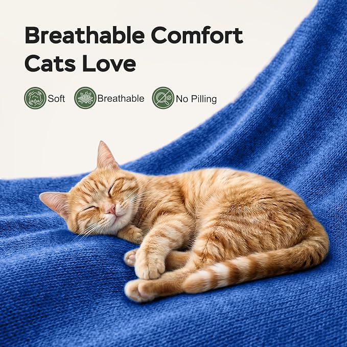 Cat Wrap for Cutting Nails, Self-Adhesive Cat Nail Clipping Restraint Bag, Anti-Scratch Cat Grooming Wrap Swaddle for Meds, SubQ Fluids, Ear Cleaning, Teeth Brushing & Vet Visits,Blue,L