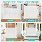 EZIGO 71 Inch Retractable Baby Gates, 41 Inch Extra Tall Retractable Gate | One-Hand Operation Retractable Dog Gate, 5.9FT Mesh Safety Pet Gate for Stairs, Deck, Porch, Doorways Indoor Outdoor, White