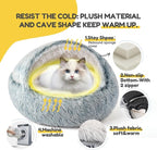 CATISM Cat Bed, Plush Hooded Cat Beds for Indoor Cats | Warm Soft Plush Comfortable Removable Washable Non-Slip Bottom