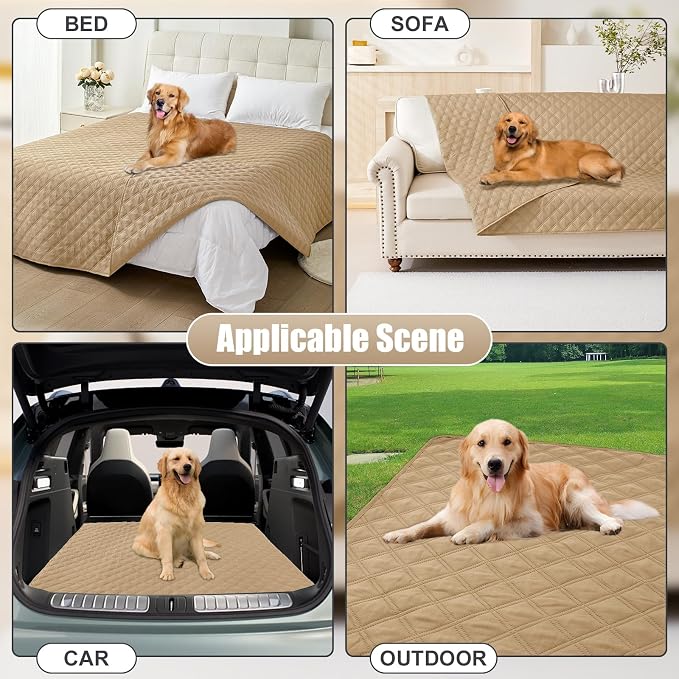 Smiry Waterproof Reversible Pet Couch Covers for Dogs | Pet Friendly, Soft Fabric, Washable Sofa Furniture Protector for Dogs Cat Kids, Checkered (40"x70", Camel/Camel)