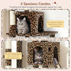 Globlazer Heavy Duty Leopard Cat Tree, 70in Sturdy Cat Tree for Indoor Cats Sturdy Large Cat Tower with Scratching Post & Board, Hammock, 2 Cat Condo for Adult Cats Kittens, F70 Pro, Leopard Print