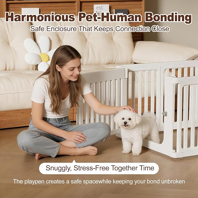 30" Plastic Dog Playpen, 11-Panel Lightweight Pet Play Pen | No-Tool Assembly, Foldable, Quiet & Safe for Small/Medium Dogs & Cats, Indoor Use