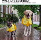 Luciphia Dog Raincoat, Adjustable Hooded Reflective Jacket with Pocket | Yellow XXX-Large dog rain jacket with leash hole, buckle-on, non-stick fur. For daily walks.