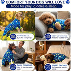 Dog Pajamas for Small to Medium Dogs, Soft Stretchy Lightweight Dog Onesie, Blue Jellyfish Print, Breathable Full Body Dog PJs for Recovery, Sleeping & Calming (Large, 20–30 lbs)