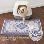 Glittme Cat Litter Mat, 33"x22" Non-Slip Washable Trapping Mat for Cats | Litter Trapping Mat With Thick PVC Coil To Catch Scatter, Soft On Paws And Waterproof Bottom To Protect Floors
