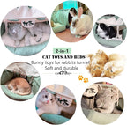 Cat Tunnel Bed, 2-in-1 Collapsible Cat Tunnel Tubes Toys with Removable Mat for Pet Cats Kittens Puppies Rabbits Bunnies Ferrets (Matcha)