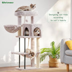Gitelsnour Cat Tree, 43.3'' Cat Tower with Hammock for Kittens GCT004SMU | Cat Condo House for Small Indoor Cats, Basket, Scratching Post, Large Platform, Sturdy Steel Tube, Sisal Rope, Mushroom