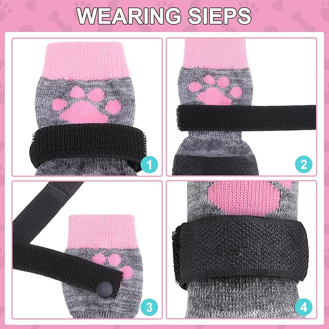 KOOLTAIL Anti Slip Dog Socks for Hot/Cold Pavement to Prevent Licking Paws,Booties for Hardwood Floors,Traction Rain Dog Boots&Paw Protectors Shoes with Grip for Outside Small Medium Large Senior Dogs