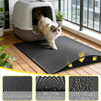 Cat Litter Mat, 30"x24", Waterproof, Easy to Clean (Black-1Pack) | Double-Layer Honeycomb for Effective Litter Trapping, Premium Durable EVA, Non-Slip, Paw-Friendly Soft Surface