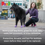 PawZ Rubber Dog Boots for Large Paws - All-Weather Waterproof Dog Shoes, Anti-Slip Traction for Rain, Snow, Mud & Hot Pavement - Pull-On Dog Booties, Olive Green - Large (3"- 4") - Pack of 24