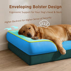 Comfort Expression Orthopedic Dog Bed for Extra Large Dogs with Bolster | Waterproof Dog Couch Bed with Washable Cover & Non-Slip Bottom, Supportive Egg Crate Foam XL Pet Bed, 42x30 Inch