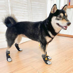 PUPTECK Anti-Slip Dog Socks with Double Sides Grips for Small Medium Large Dogs Hardwood Floors Prevents Licking, Dog Shoes for Hot Pavement Traction Control Paw Protector for Senior Dogs,Golden Paw M