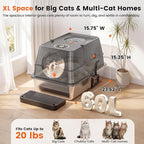 XL Stainless Steel Litter Box with Lid, Enclosed Metal Litter Box | High Sides, Urine and Litter Control, Odor Filter, Flip-Top, Easy-Clean Pan, Scoop & Step, Big Cats, Multi-Cat Homes, Black
