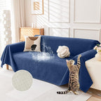 Deep Dream Cat-Scratch Resistant Couch Cover, Waterproof Sofa Cover for 2 Cushion Couch Washable, Pet Friendly Couch Protectors Anti Slip Thickened Slipcovers for Dogs Pets, 71" x 102", Blue