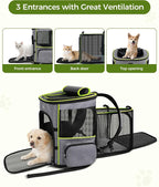 BAGLHER Dog Carrier Bag,Airline Approved Soft Side Pet Travel Rolling Small Medium Dog Carrier with Fleece Pad for Hiking Picnic Grey