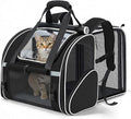 Lekereise Expandable Cat Backpack Carrier for Large Cats and Small Dogs up to 20 lbs, 30% More Bottom Space, Up to 80% More Rear Space, Breathable Mesh, Sun Shade, Safety Leash, Hand Carry, Black