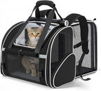 Lekereise Expandable Cat Backpack Carrier for Large Cats and Small Dogs up to 20 lbs, 30% More Bottom Space, Up to 80% More Rear Space, Breathable Mesh, Sun Shade, Safety Leash, Hand Carry, Black