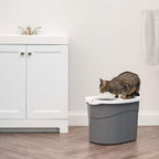 IRIS USA Large Top Entry Cat Litter Box, Hooded Privacy, Gray/White | Multi-Cat Households, Dog Proof Pan, Protected Interior, Enclosed Top Access, Reduced Tracking, Odor Trapping