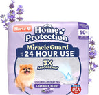 Hartz Miracle Guard Dog and Puppy Dog Pads Max Absorbency 24 Hour Use Odor Eliminating Lavender Scented No Leaks, Regular Size 50 Count