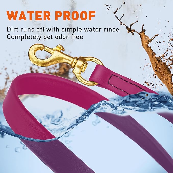 Viper Biothane K9 Working Dog Leash Waterproof Lead for Tracking Training Schutzhund Odor-Proof Long Line with Solid Brass Snap for Puppy Medium and Large Dogs, 15ft Magenta Pink