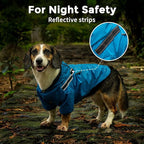 JoyDaog Dog Raincoat with Hood, Waterproof Dog Rain Jacket for Large Dogs | Waterproof dog rain jacket with hood and pockets for rainy walks, outdoor activities and everyday protection,Blue L