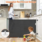 EZIGO 55 Inch Retractable Baby Gates Extra Wide Baby Dog Gate for Stairs | 34 Inch Tall Retractable Dog Gate, One-Hand Operation Mesh Safety Pet Gate for Deck, Porch, Doorways Indoor Outdoor, Black