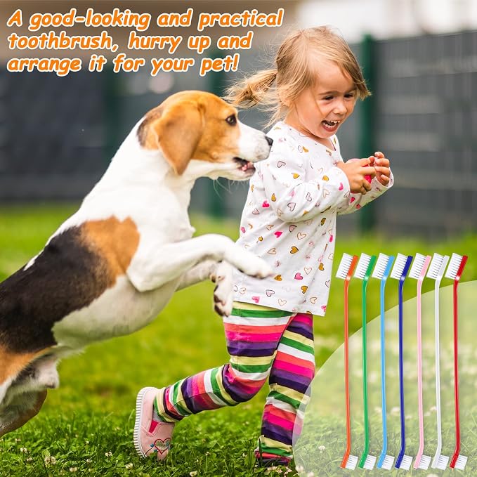 Honeydak Dog Toothbrush Bulk Dual Headed Dental Brushes Dogs Tooth Brushing Kit Long Handle Pet Tooth Brush for Puppy Large Small Cats and Most Pets Teeth Cleaning Dental Supplies(70 Pcs,Colorful)
