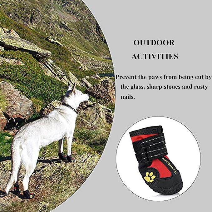 Dog Shoes Waterproof Anti-Slip Rain Boots with Reflective TLS3961