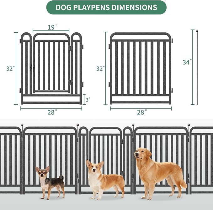 32 Inch Dog Playpen Outdoor, 40 Panels Puppy Playpen Heavy Duty Dog Play Pen Indoors, Rust Resistant Dog Pen for Large/Medium/Small Dogs, Dog Fence for RV Camping