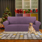Stretch Couch Covers for Sofa, 3 Cushion Couch Slipcover,Dark Purple | 1-Piece Washable Sofa Cover Pet Friendly(78"-94") Furniture Protector Soft Jacquard, Elastic Bottom for Dogs & Kids