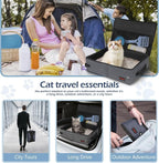 Portable Cat Travel Litter Box. Zipped Lid, Collapsible Litter Box for Cats. No Leakage, No Smell. Easy to Carry. Used for Hotels, Camping, Car (Gray,L)