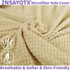ZNSAYOTX Stretch Oversized Couch Cover Universal Sofa Covers for Living Room Dogs Pet Furniture Protector Spandex Extra Large Sofa Slipcovers with Anti Slip Foam Sticks (Beige, XL Sofa)