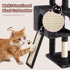SHA CERLIN 82 inch Cat Tree Tower, Multi-Level Cat Condo with Plush Perches, Sisal Scratching Posts, Hammock and Toys, Stable Cat Tower for Kittens and Adult Cats, Dark Grey