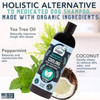 4Legger Organic Dog Shampoo, Cooling Peppermint Tea Tree Dog Shampoo for Skin Conditions and Hot Spot - 16 oz