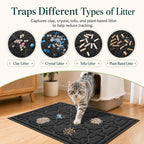 Yimobra Cat Litter Mat, Easy Clean Trapping PVC Mat, 35.4" x 23.6", Waterproof Backing, Non Slip Bottom, Scatter Control Pad for Litter Box, Black