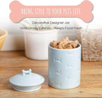Dog Treat Jar - Ceramic Dog Treat Container 1.4 Qt (Manor Blue) | Treat Jar with Lid, Keeps Treats Fresh | Stylish Storage Container | Easy-Clean, Dishwasher Safe