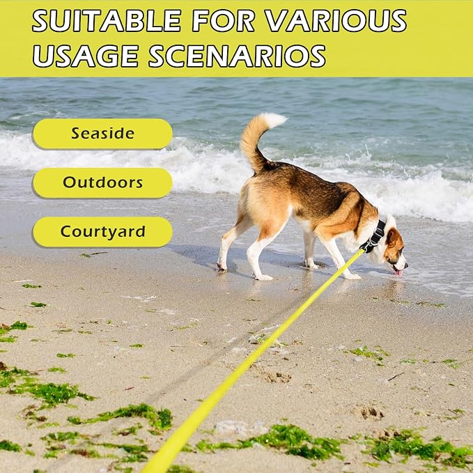 Wolfone Waterproof Dog Leash 50FT Long Line Recall Training Lead | 50FT Dog Leash Durable PVC coated long line with easy clean surface strong nylon core for recall training and outdoor use
