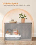Feandrea Cat Litter Box Enclosure, Litter Box Furniture Hidden, Indoor Cat House, End Table, 27.6 x 19.7 x 19.7 Inches, Heather Greige UPCL022K01