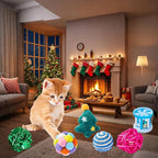 Christmas Cat Toy Advent Calendar 2025, 24 Days Xmas Cat Toys Countdown Calendar Gift Set for Cat Lovers with Mice Ball Bells Feather Teaser