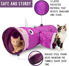 Pet Craft Supply Magic Mewnicorn Multi Cat Tunnel Boredom Relief Toys with Crinkle Feather String for Dogs, Cats, Rabbits, Kittens and Guinea Pigs for Hiding Hunting and Resting