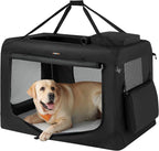 Feandrea Collapsible Soft Dog Crate, Portable Travel, 40 Inches | Dog Carrier Kennel with Safety Zippers for Living Room, Car, Travelling, Black UPDC10H