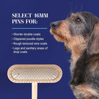 Chris Christensen Dog Brush, 16 mm,T-Brushes, Groom Like a Professional, Stainless Steel Pins, Lightweight Beech Wood Body, Ground and Polished Tips, Fight Fatigue and Stress Injuries