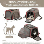Petsfit Expandable Cat Carrier Dog Carriers,Airline Approved Soft-Sided Portable Pet Travel Washable Carrier for Kittens,Puppies,Removable Soft Plush mat and Pockets,Locking Safety Zippers | 17 x 11 x 11 in; sized for Delta Air Lines, with locking zipp...