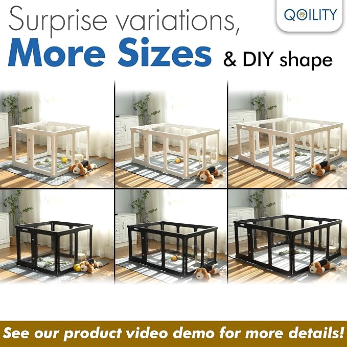 Clear Acrylic Dog Playpen Indoor, Expandable Size & Flexible Shape, Ideal for Small & Toy Dogs, Black
