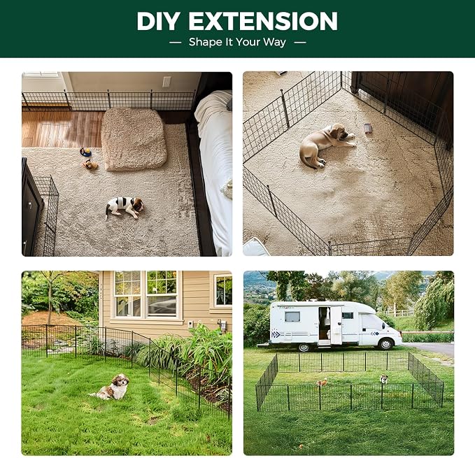 FXW MiniPaws Dog Playpen, Indoor, Yard & RV Camping, 32" H, 12 Panels | Portable, Expandable Layout, Tool-Free Setup, For Small & Medium Dogs
