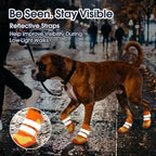 IECOii Dog Shoes for Hot/Cold Pavement, Dog Booties for Hardwood Floors | Water Resistant | Anti-Slip Rubber Sole | Secure Stay-On Fit | Reflective & Dual Adjustable |Summer Winter Paw Protector |