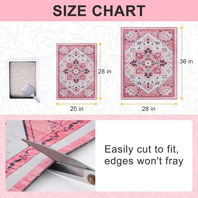 BEAUTYZOO Cat Litter Mat Litter Trapping Mat, 28"x 36" Large Litter Box Mat, Waterproof Kitty Litter Mat, Non-Slip Litter Rug Mats Pads for Floor Scatter Control, Soft on Paws & Easy to Clean, Pink