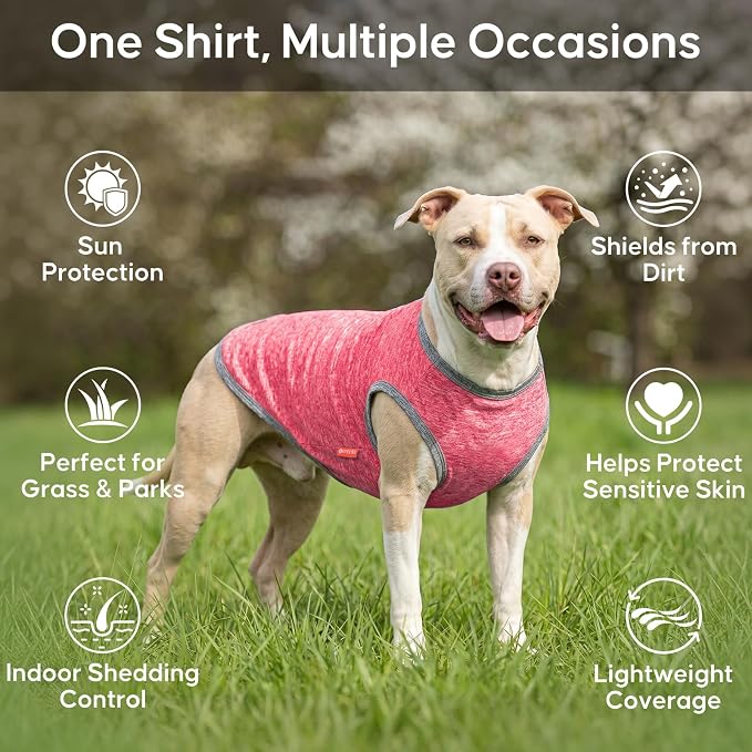 KYEESE 2Pack Dog Shirt, Lightweight Sun Protection Sleeveless Dog T Shirts for Small Dogs, Breathable Puppy Reflective Tank Top Summer Dogs Clothes for Outdoor Walking, Coral Red+Grey, S