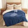 Luciphia Waterproof Pet Blanket, Washable Reversible Sherpa Fleece Throw | Liquid-proof furniture protector for bed and couch, soft reversible sherpa fleece for dogs, cats blue, L